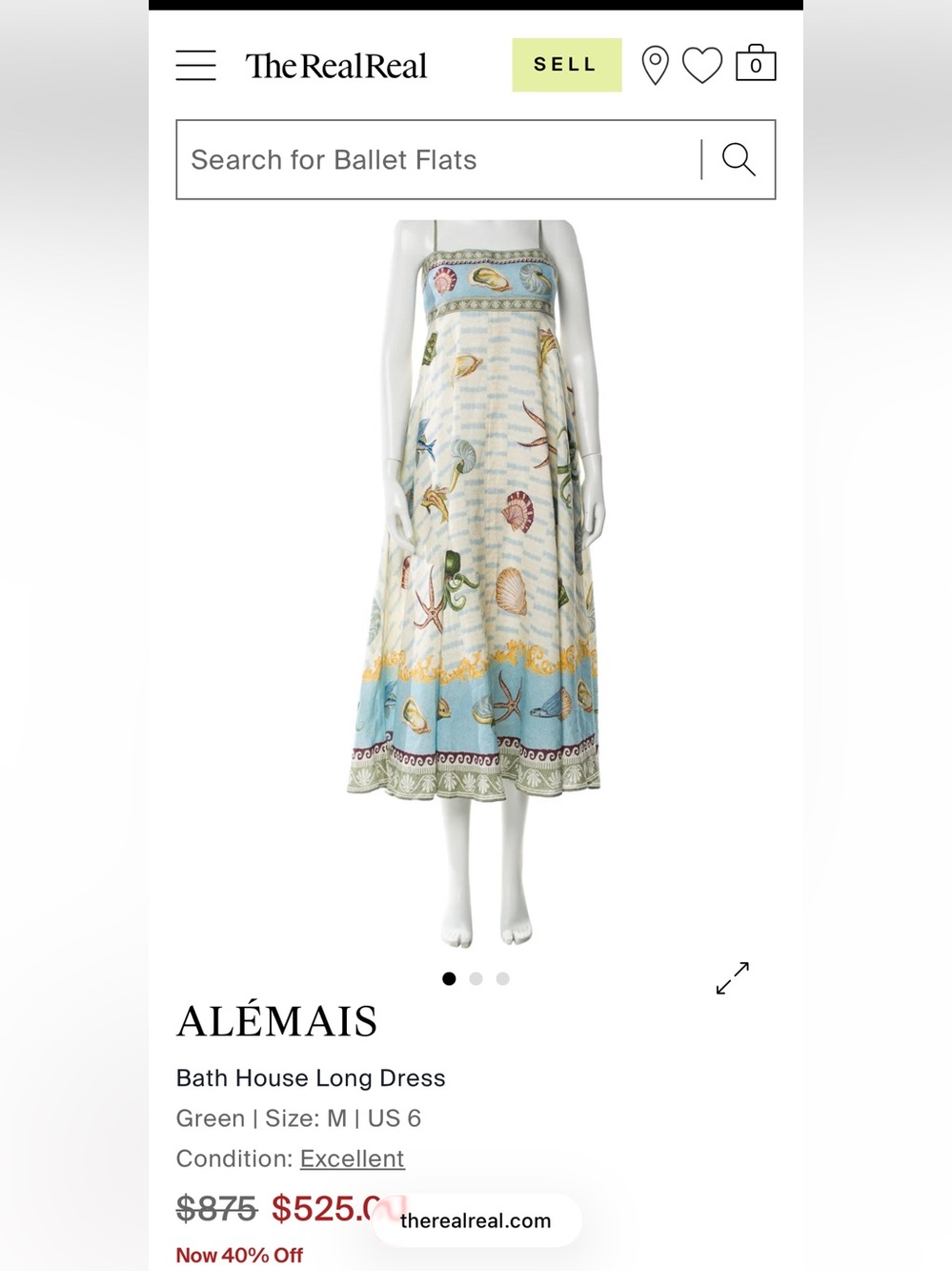 Caroline Constas 🐚 VIRAL Light Blue and Cream Seashell Print Maxi Dress - Picture 9 of 9